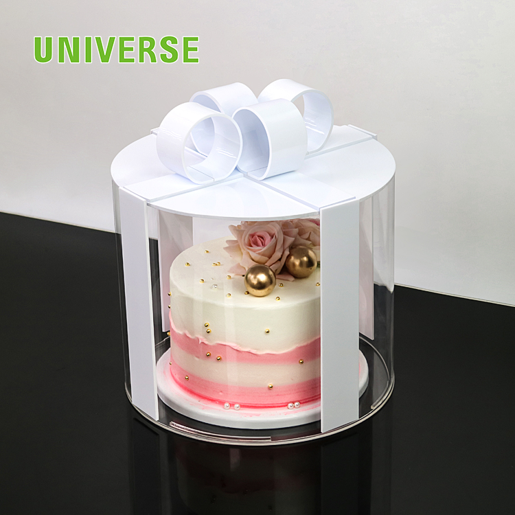 Custom Transparent Waterproof Round Acrylic Cake Box with Cover