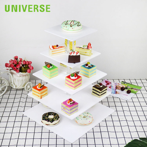 White Acrylic Cake Display Rack Dedicated To Square Multi-layer Wedding Party