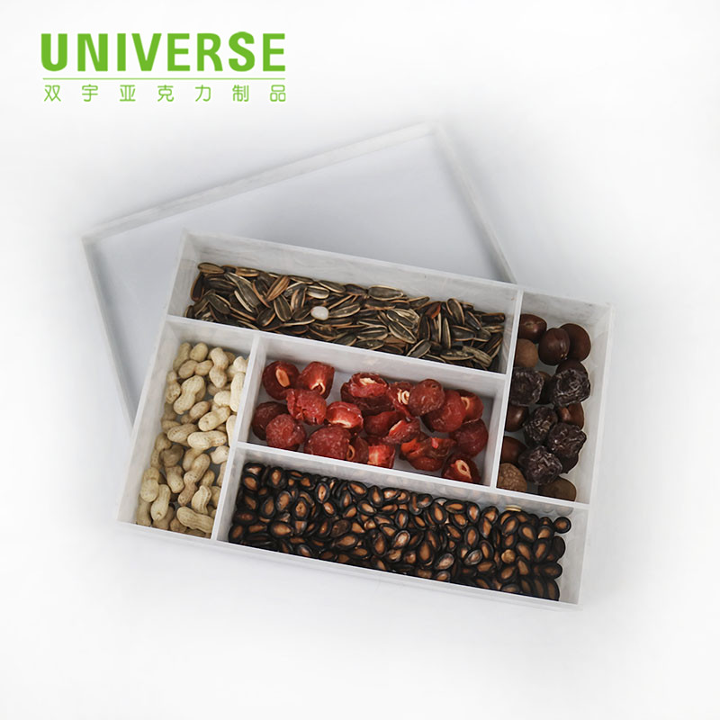 Transparent Multi Grid Dust-proof And Moisture-proof Rectangular Acrylic Dry Fruit Box with Cover