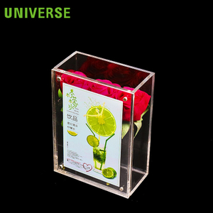 Rectangular Transparent Waterproof Acrylic Flower Box with Advertising